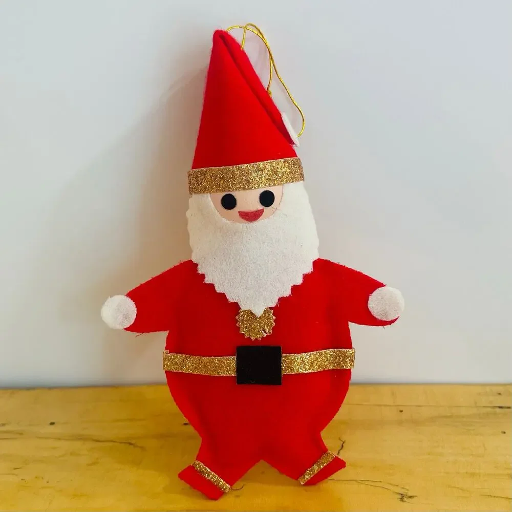 Vtg Retro 50s Japan Felt Santa Claus Christmas Ornament MCM Nostalgic Novelty